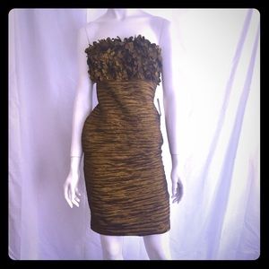 Unbelievable golden olive strapless dress NWOT